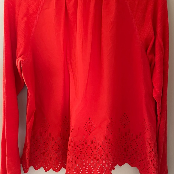 JCrew- sweat top/ blouse. Back is eyelet detailed. Large - Picture 3 of 3